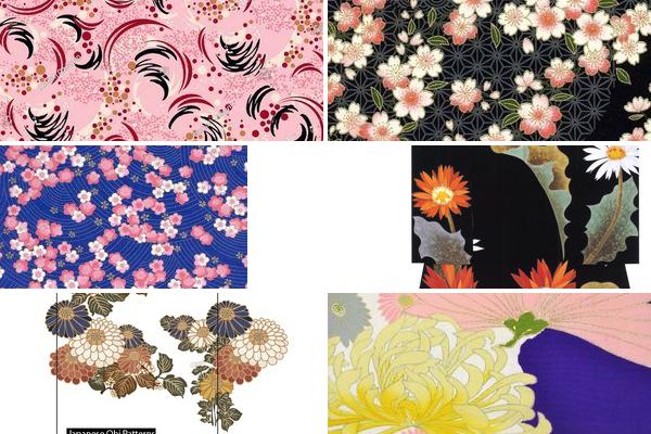 日本和服纹样 花卉的图片
