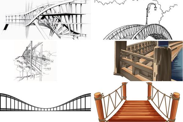 木质桥梁插画艺术
