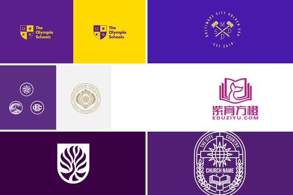 优雅紫色学校LOGO设计