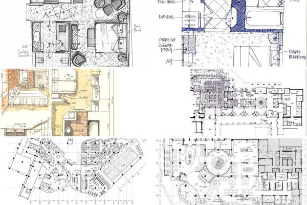 酒店设计平面手绘图