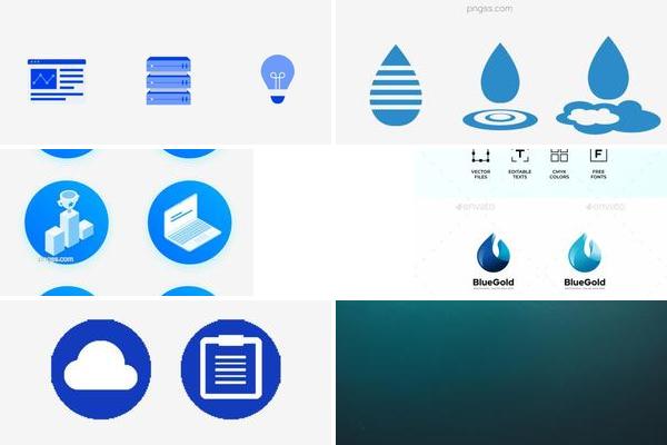 深蓝湖水ICON元素