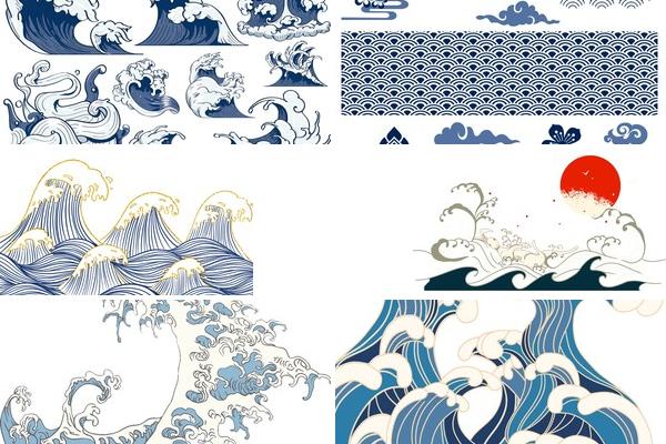 日式风景海浪纹样图案大全的图片