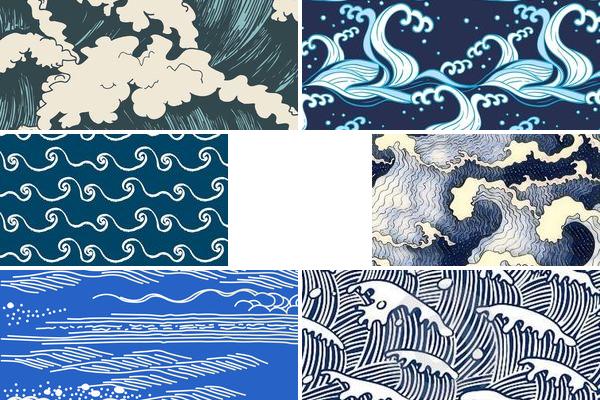 日式海浪图案纹样颜色的图片