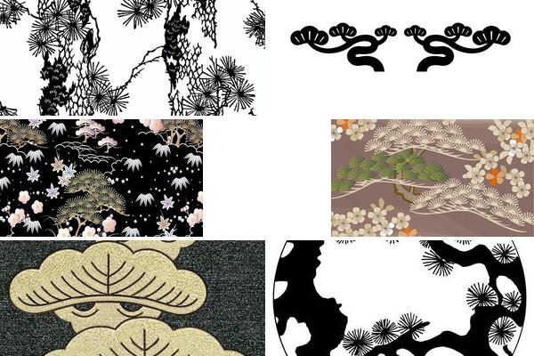 松树纹样黑色和服的图片