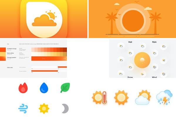 橙色温馨天气UI设计