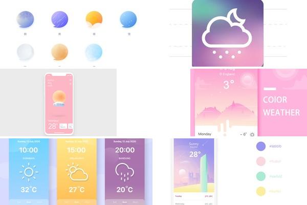 马卡龙色天气UI设计
