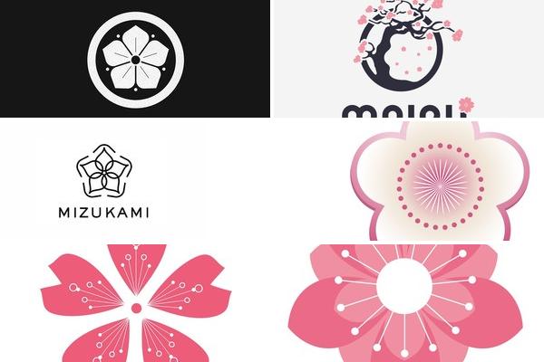 和风樱花瓣LOGO设计